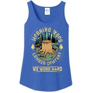 Morning W.O.O.D Lumber Company Funny Camping Carpenter Ladies Essential Tank