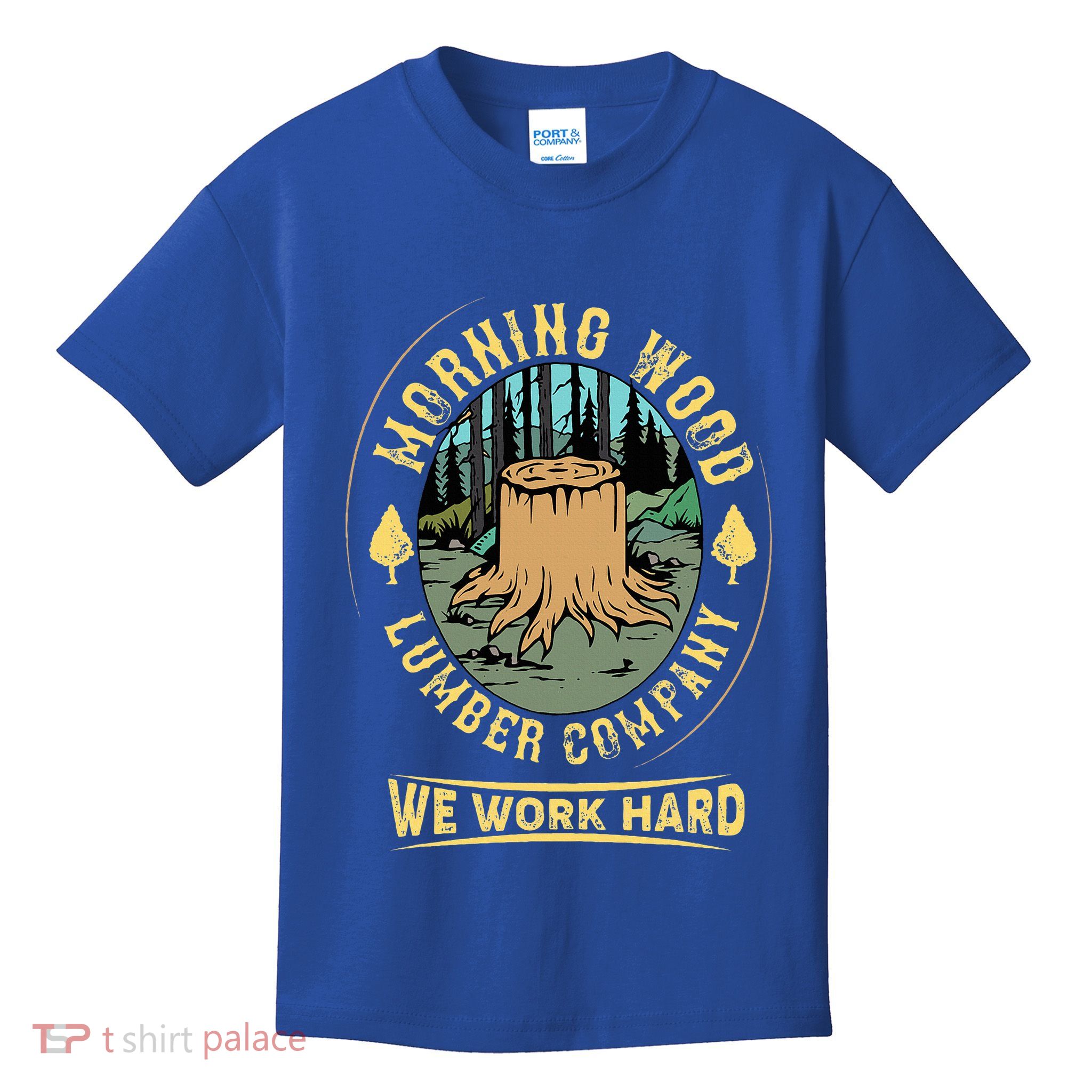 Morning W.O.O.D Lumber Company Funny Camping Carpenter Kids T-Shirt