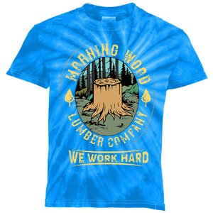 Morning W.O.O.D Lumber Company Funny Camping Carpenter Kids Tie-Dye T-Shirt