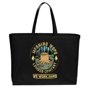 Morning W.O.O.D Lumber Company Funny Camping Carpenter Cotton Canvas Jumbo Tote