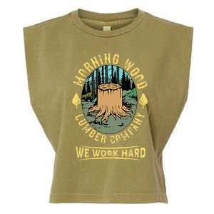 Morning W.O.O.D Lumber Company Funny Camping Carpenter Garment-Dyed Women's Muscle Tee