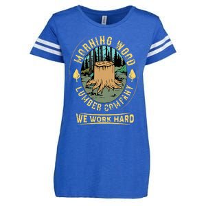 Morning W.O.O.D Lumber Company Funny Camping Carpenter Enza Ladies Jersey Football T-Shirt