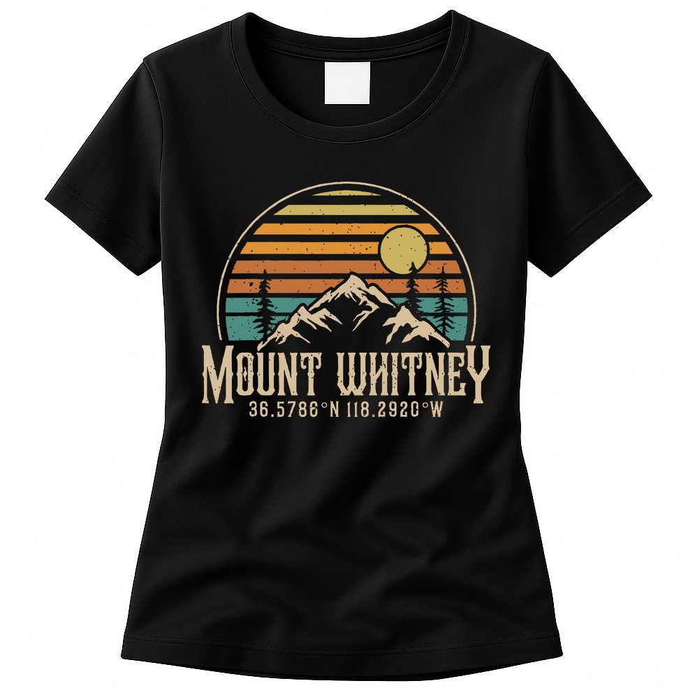 Mt. Whitney Mountains California Hiking Outdoors Vintage Womens T-Shirt