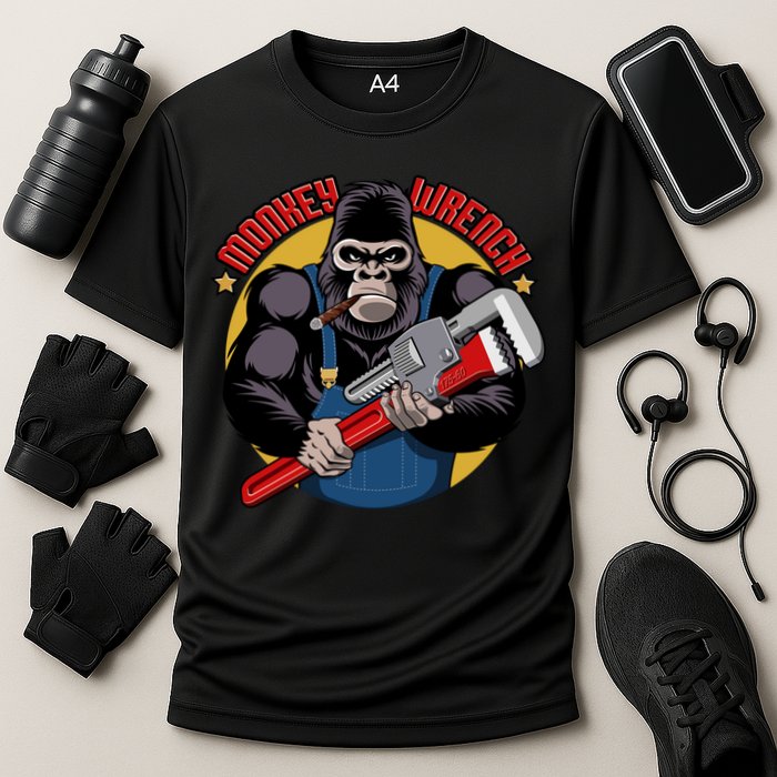 Monkey Wrench Mechanic Grease Monkey Car Repair Technician Cute Gift Cooling Performance Crew T-Shirt