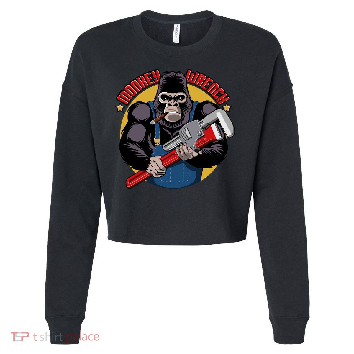 Monkey Wrench Mechanic Grease Monkey Car Repair Technician Cute Gift Cropped Pullover Crew