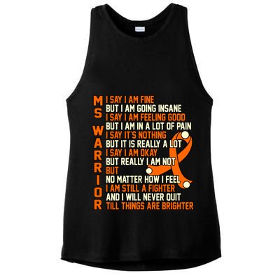 Ms Warrior Multiple Sclerosis Awareness Graphic Gift Ladies PosiCharge Tri-Blend Wicking Tank