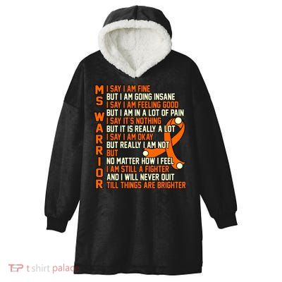 Ms Warrior Multiple Sclerosis Awareness Graphic Gift Hooded Wearable Blanket