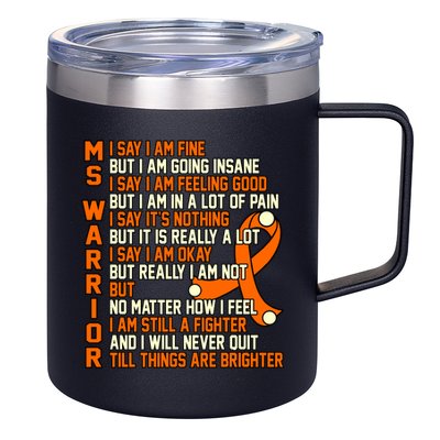 Ms Warrior Multiple Sclerosis Awareness Graphic Gift 12oz Stainless Steel Coffee Mug