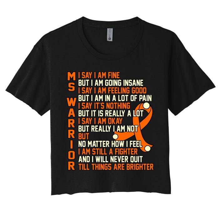 Ms Warrior Multiple Sclerosis Awareness Graphic Gift Women's Crop Top Tee