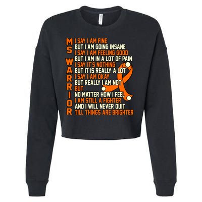 Ms Warrior Multiple Sclerosis Awareness Graphic Gift Cropped Pullover Crew