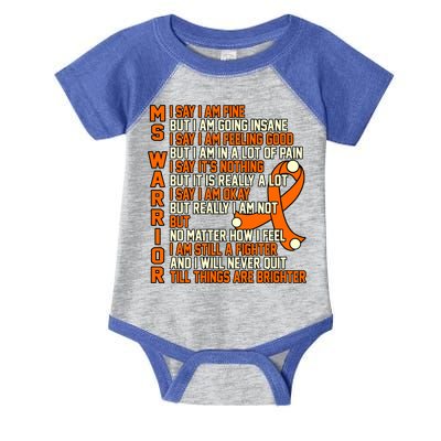 Ms Warrior Multiple Sclerosis Awareness Graphic Gift Infant Baby Jersey Bodysuit