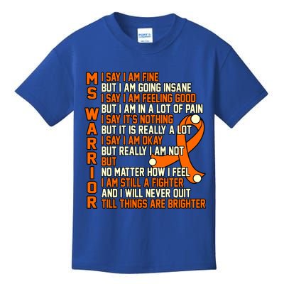 Ms Warrior Multiple Sclerosis Awareness Graphic Gift Kids T-Shirt