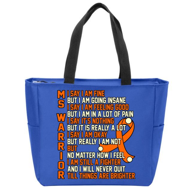 Ms Warrior Multiple Sclerosis Awareness Graphic Gift Zip Tote Bag