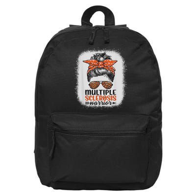 Ms Warrior Messy Bun Leopard Multiple Sclerosis Awareness 16 in Basic Backpack