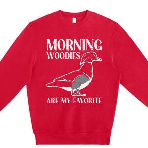 Morning Woody My Favorite Duck Hunting Funny Hunter Premium Crewneck Sweatshirt