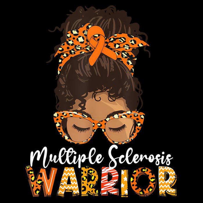  MS Warrior Messy Bun - Multiple Sclerosis Awareness Stripe Pom Pom Beanie