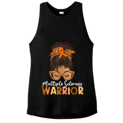  MS Warrior Messy Bun - Multiple Sclerosis Awareness Ladies PosiCharge Tri-Blend Wicking Tank