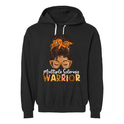  MS Warrior Messy Bun - Multiple Sclerosis Awareness Garment-Dyed Fleece Hoodie