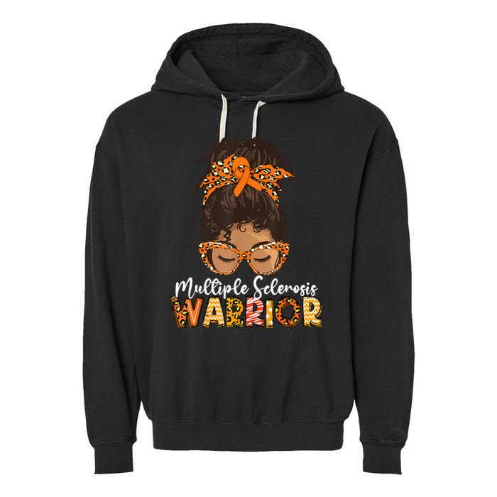  MS Warrior Messy Bun - Multiple Sclerosis Awareness Garment-Dyed Fleece Hoodie