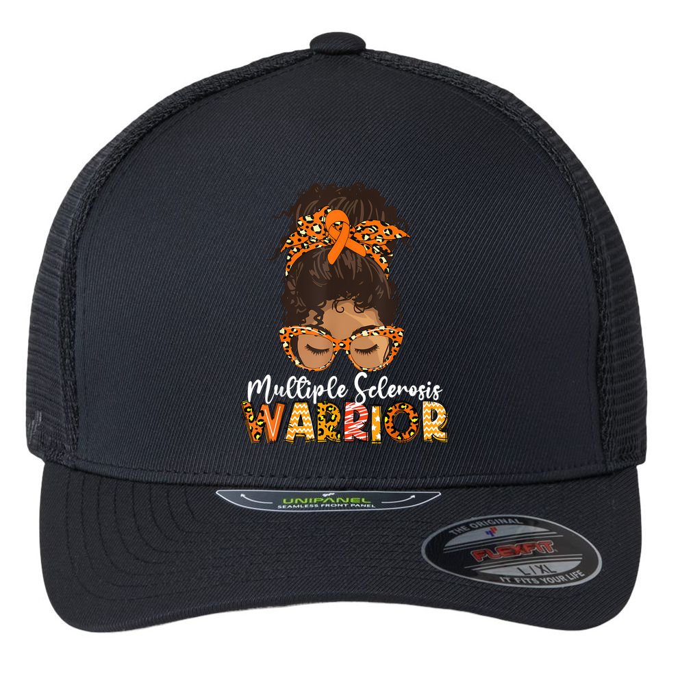  MS Warrior Messy Bun - Multiple Sclerosis Awareness Flexfit Unipanel Trucker Cap