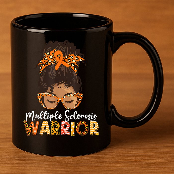  MS Warrior Messy Bun - Multiple Sclerosis Awareness 11oz C Handle Ceramic Mug