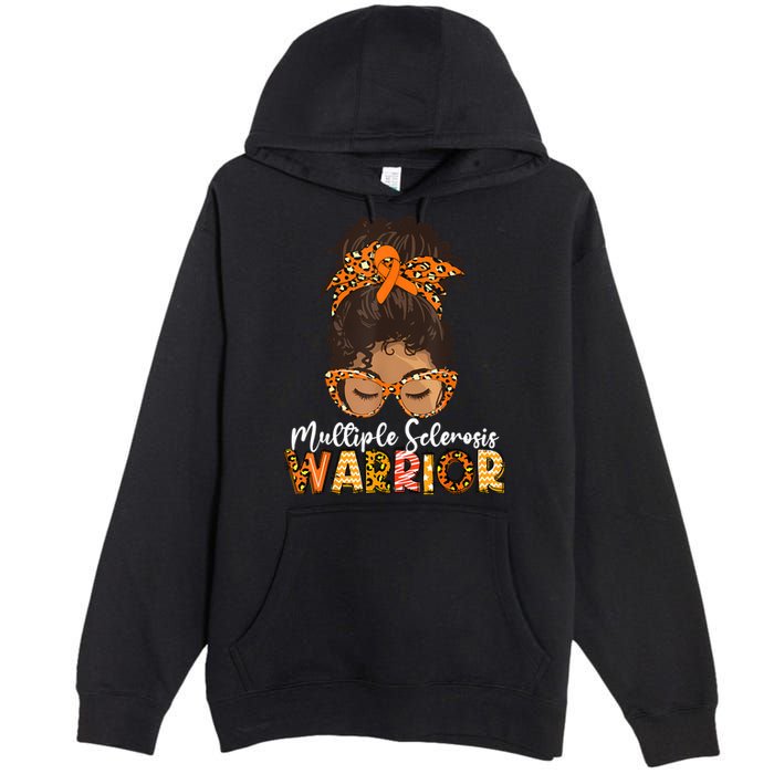  MS Warrior Messy Bun - Multiple Sclerosis Awareness Premium Pullover Hoodie