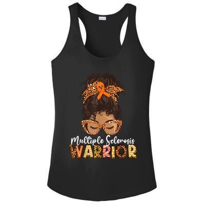  MS Warrior Messy Bun - Multiple Sclerosis Awareness Ladies PosiCharge Competitor Racerback Tank