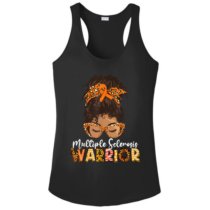  MS Warrior Messy Bun - Multiple Sclerosis Awareness Ladies PosiCharge Competitor Racerback Tank