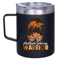  MS Warrior Messy Bun - Multiple Sclerosis Awareness 12oz Stainless Steel Coffee Mug