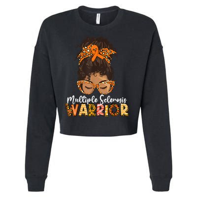  MS Warrior Messy Bun - Multiple Sclerosis Awareness Cropped Pullover Crew