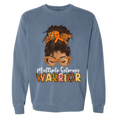  MS Warrior Messy Bun - Multiple Sclerosis Awareness Garment-Dyed Sweatshirt