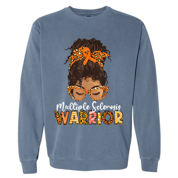  MS Warrior Messy Bun - Multiple Sclerosis Awareness Garment-Dyed Sweatshirt