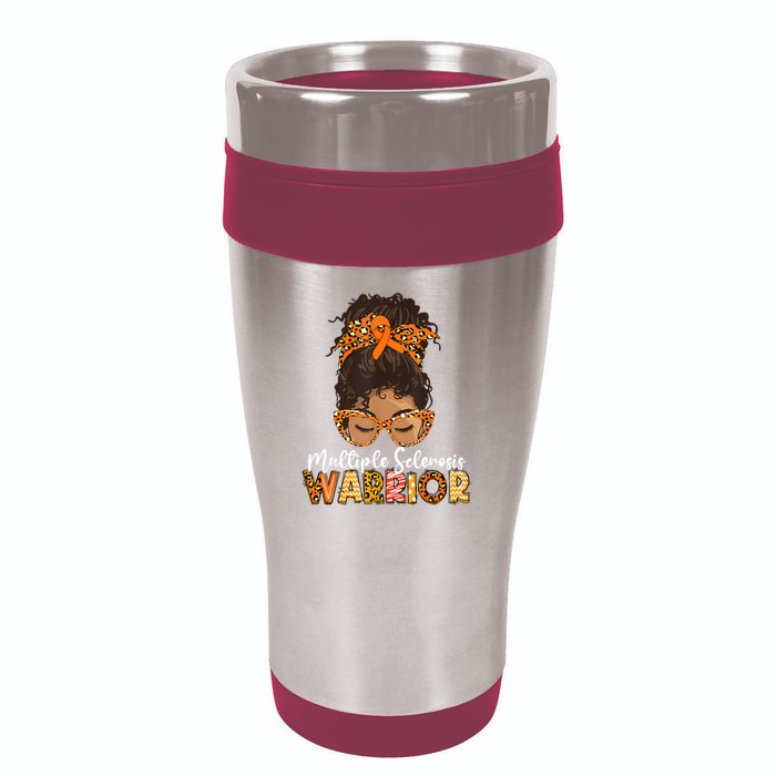  MS Warrior Messy Bun - Multiple Sclerosis Awareness 16oz Travel Tumbler