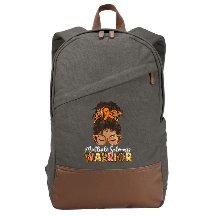  MS Warrior Messy Bun - Multiple Sclerosis Awareness Cotton Canvas Backpack
