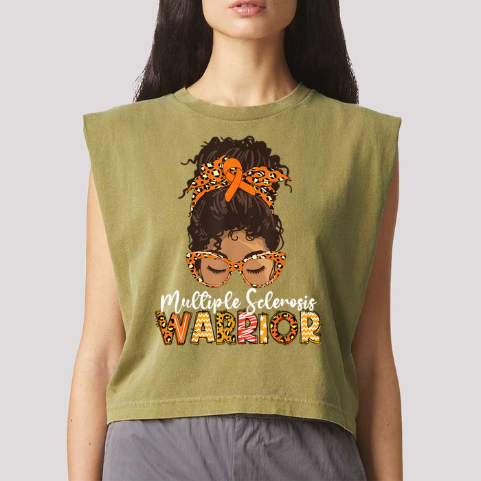  MS Warrior Messy Bun - Multiple Sclerosis Awareness Garment-Dyed Women's Muscle Tee