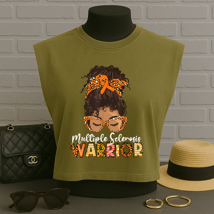  MS Warrior Messy Bun - Multiple Sclerosis Awareness Garment-Dyed Women's Muscle Tee