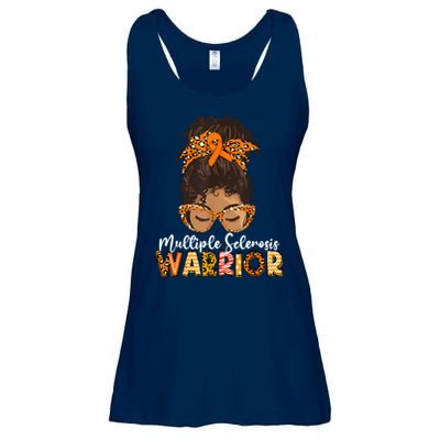  MS Warrior Messy Bun - Multiple Sclerosis Awareness Ladies Essential Flowy Tank