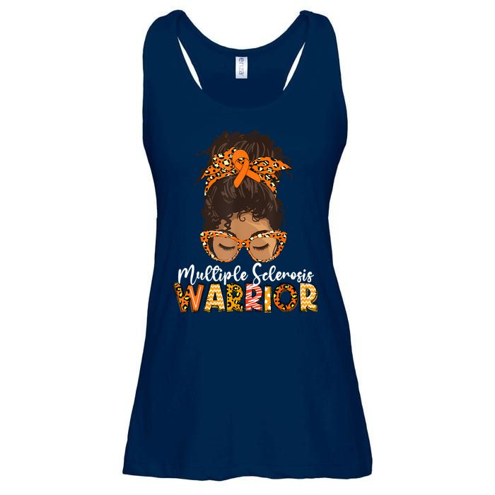 MS Warrior Messy Bun - Multiple Sclerosis Awareness Ladies Essential Flowy Tank