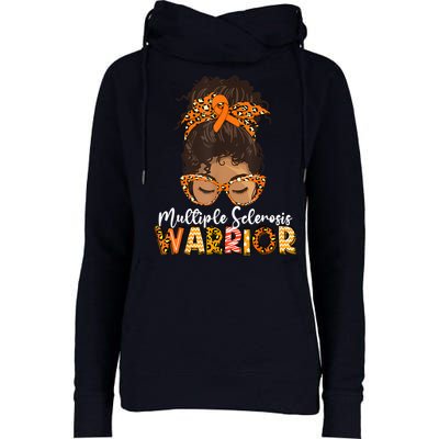  MS Warrior Messy Bun - Multiple Sclerosis Awareness Womens Funnel Neck Pullover Hood