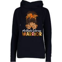  MS Warrior Messy Bun - Multiple Sclerosis Awareness Womens Funnel Neck Pullover Hood