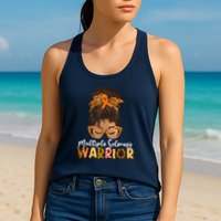  MS Warrior Messy Bun - Multiple Sclerosis Awareness Womens Tank Top