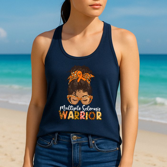  MS Warrior Messy Bun - Multiple Sclerosis Awareness Womens Tank Top