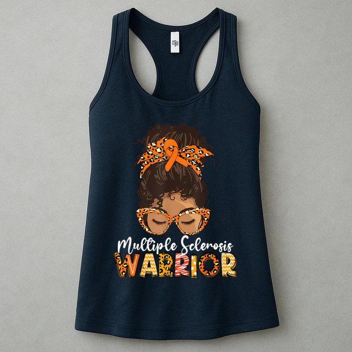  MS Warrior Messy Bun - Multiple Sclerosis Awareness Womens Tank Top