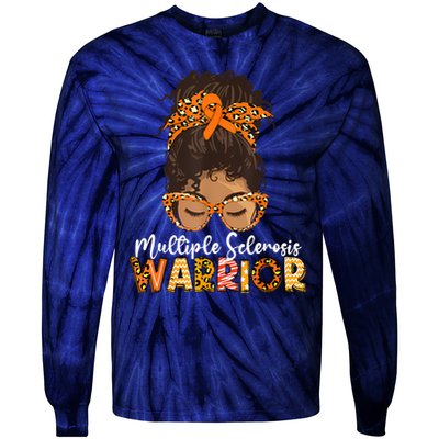  MS Warrior Messy Bun - Multiple Sclerosis Awareness Tie-Dye Long Sleeve Shirt