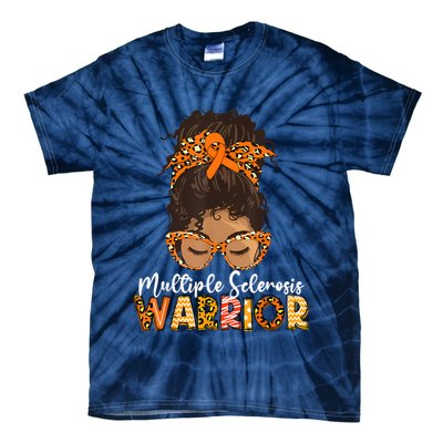  MS Warrior Messy Bun - Multiple Sclerosis Awareness Tie-Dye T-Shirt