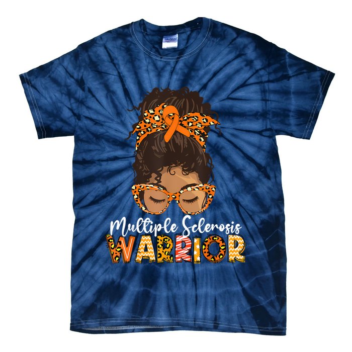  MS Warrior Messy Bun - Multiple Sclerosis Awareness Tie-Dye T-Shirt