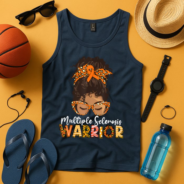  MS Warrior Messy Bun - Multiple Sclerosis Awareness Tank Top