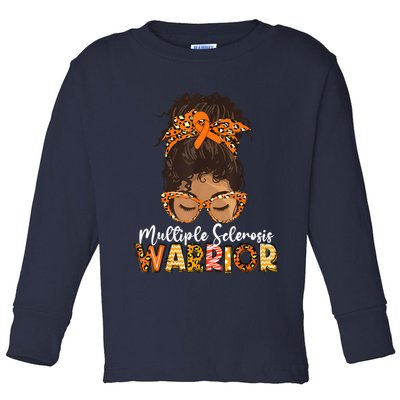  MS Warrior Messy Bun - Multiple Sclerosis Awareness Toddler Long Sleeve Shirt