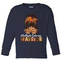  MS Warrior Messy Bun - Multiple Sclerosis Awareness Toddler Long Sleeve Shirt