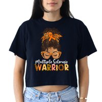  MS Warrior Messy Bun - Multiple Sclerosis Awareness Crop Top